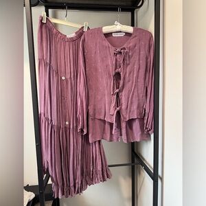 Vintage Action Wear Flowy Plum Skirt and Top Set Size Small